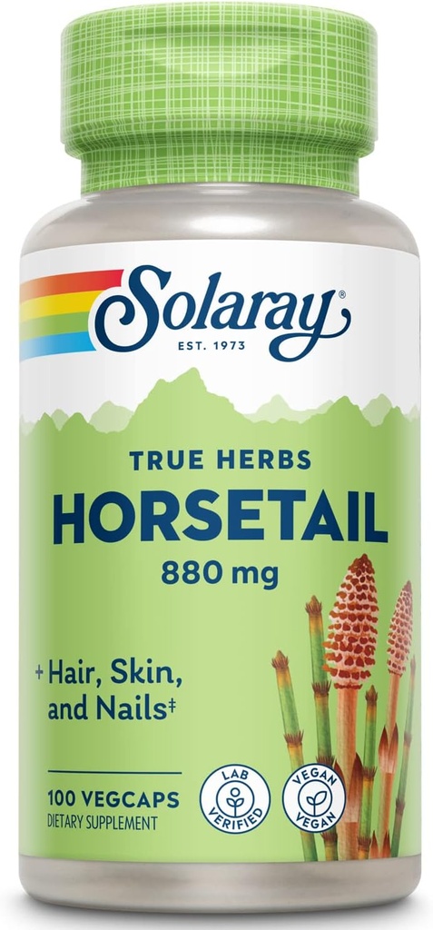SOLARAY Horsetail 880 mg | Silica Supplement for Healthy Hair, Skin, Nails & Joint Support | 50 Servings | 100 VegCaps 2