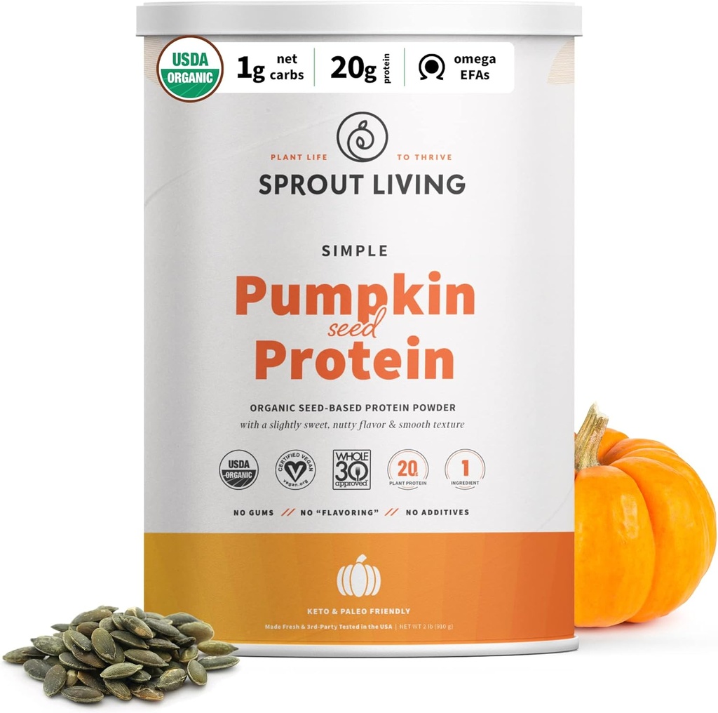 Sprout Living Organic Pumpkin Seed Protein Powder, Unflavored, 20 Grams of Plant Based Protein Powder Without Artificial Sweeteners, Non Dairy, Non-GMO, Vegan, Gluten Free (1 Pound, 30 Servings) 2