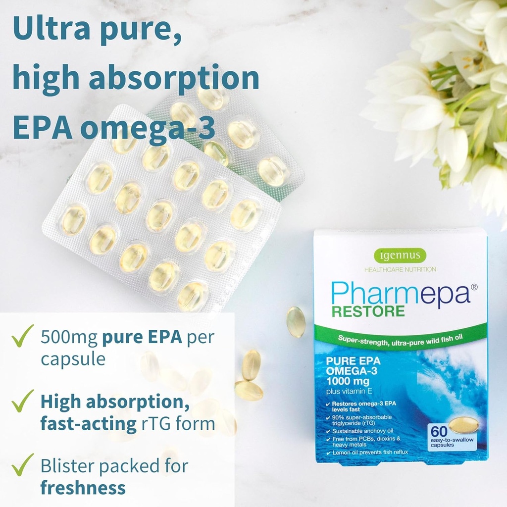 Pharmepa Restore & Advanced Hydrolyzed Collagen Peptides Bundle, 1000mg Pure EPA Omega-3 Fish Oil & 100% Grass Fed Bovine Collagen Protein Powder, by Igennus 3