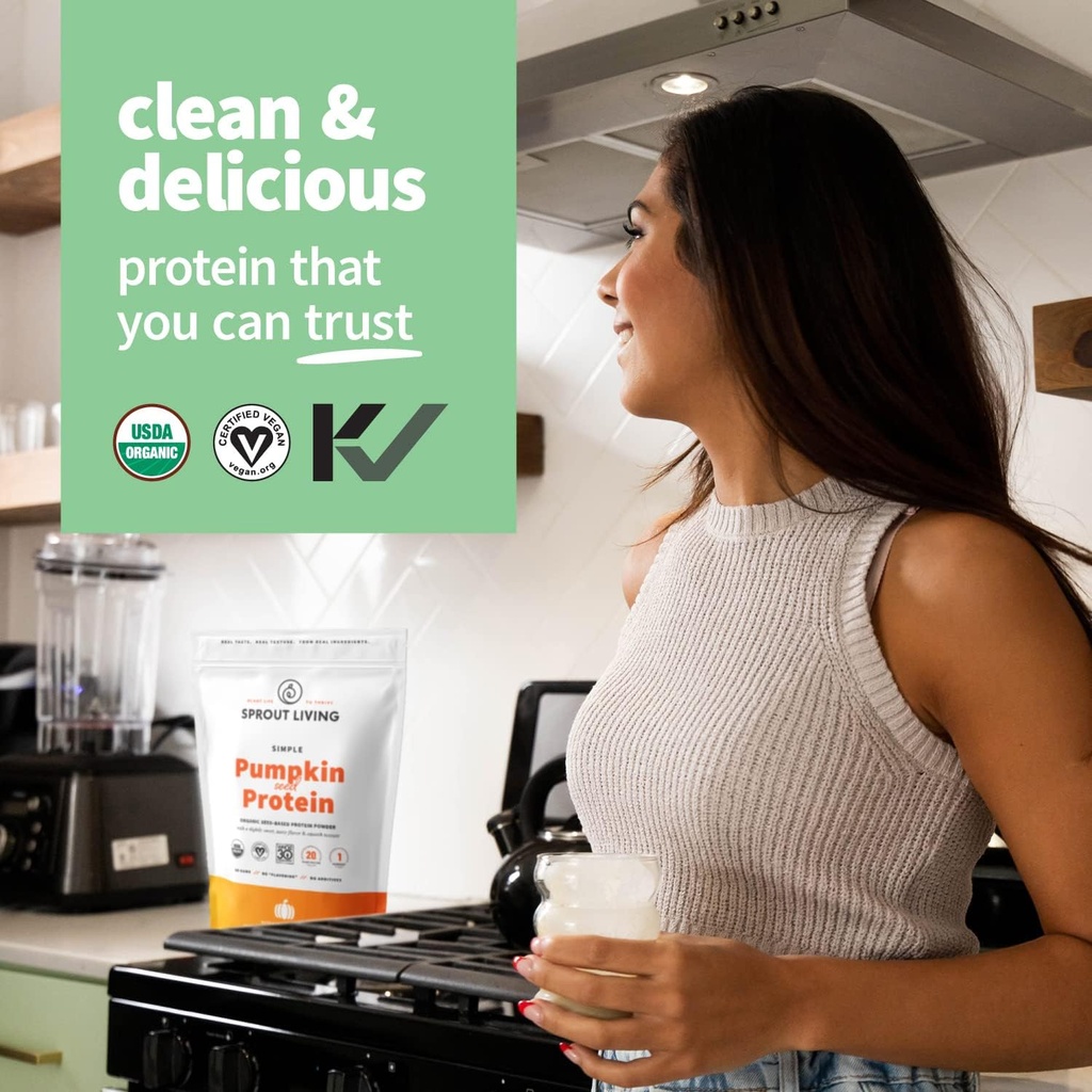Sprout Living Organic Pumpkin Seed Protein Powder, Unflavored, 20 Grams of Plant Based Protein Powder Without Artificial Sweeteners, Non Dairy, Non-GMO, Vegan, Gluten Free (1 Pound, 30 Servings) 3
