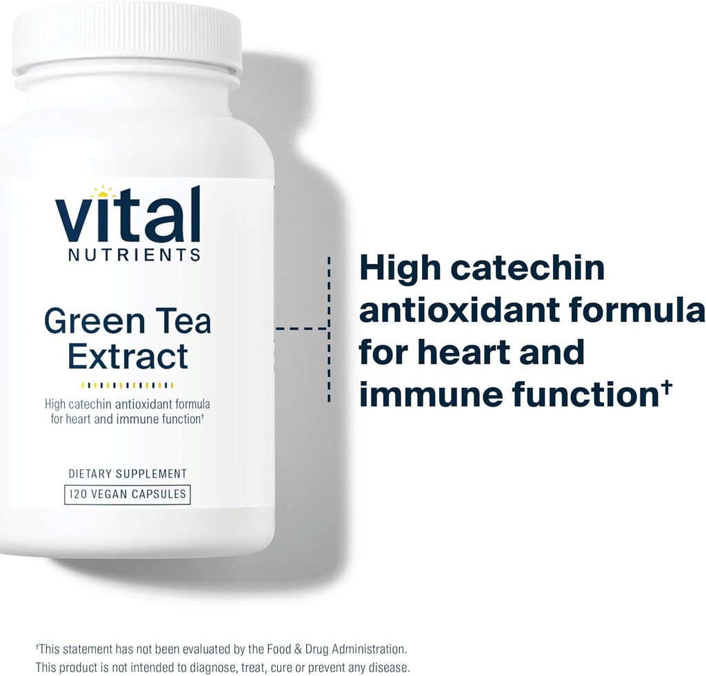 Vital Nutrients Green Tea Extract 550mg | Potent Antioxidant for Heart & Immune Health* | Polyphenols Supplement with EGCG | Gluten, Dairy, Soy Free | Non-GMO | 120 Capsules 6
