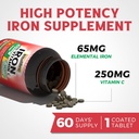 10 in 1 Magnesium Complex & Iron Supplement, 65mg Carbonyl Iron with 250mg Vitamin C & 5 in 1 Iron Complex 3