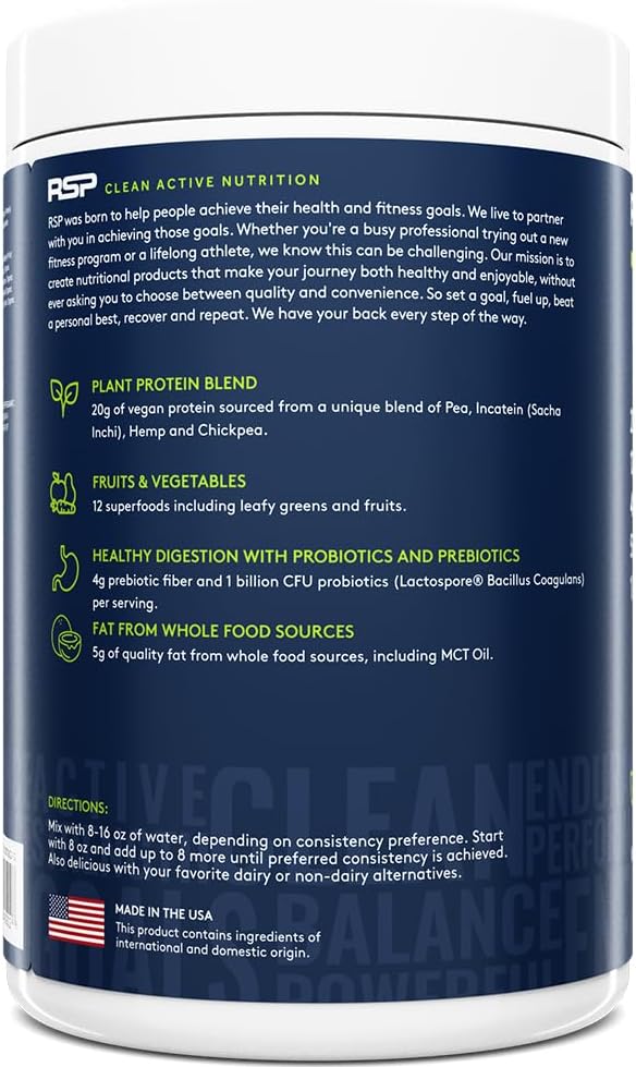RSP TrueFit Vegan Protein Powder Meal Replacement Shake, Plant Based Protein + Organic Fruits & Veggies, Fiber & Probiotics, Gluten Free, Dairy Free 3