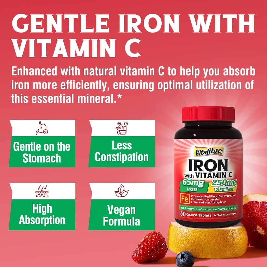10 in 1 Magnesium Complex & Iron Supplement, 65mg Carbonyl Iron with 250mg Vitamin C & 5 in 1 Iron Complex 4