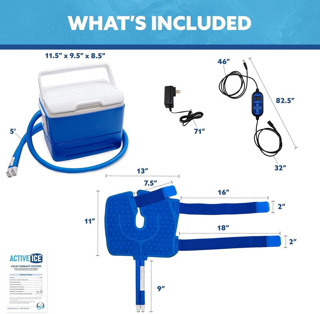 Polar Active Ice 3.0 | 9 QT Cold Therapy Ice Machine | Programmable Timer | Knee & Joint Pad | Cryotherapy Pain Relief System | Ace Bandage Style Compression 3