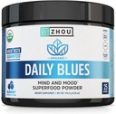 Zhou Daily Blues - Blue Spirulina Powder Organic, Blue Algae Energy Superfood Supplement for Smoothie, Vegan Drink Mix - Blueberry Flavor, 4.22 oz (25 Servings) 2