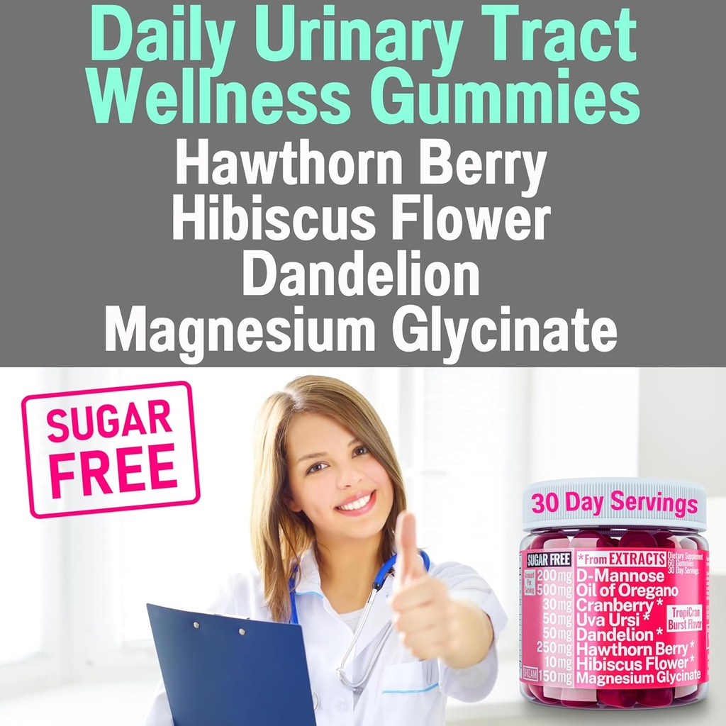 SHIZAM Vaginal Urinary Tract Yeast Candida pH Support Sugar Free Gummies w Oil of Oregano Uva Ursi Cranberry D-Mannose Hawthorne Berry, Vaginal Probiotics Suppositories Wash Cleanse Alt 6