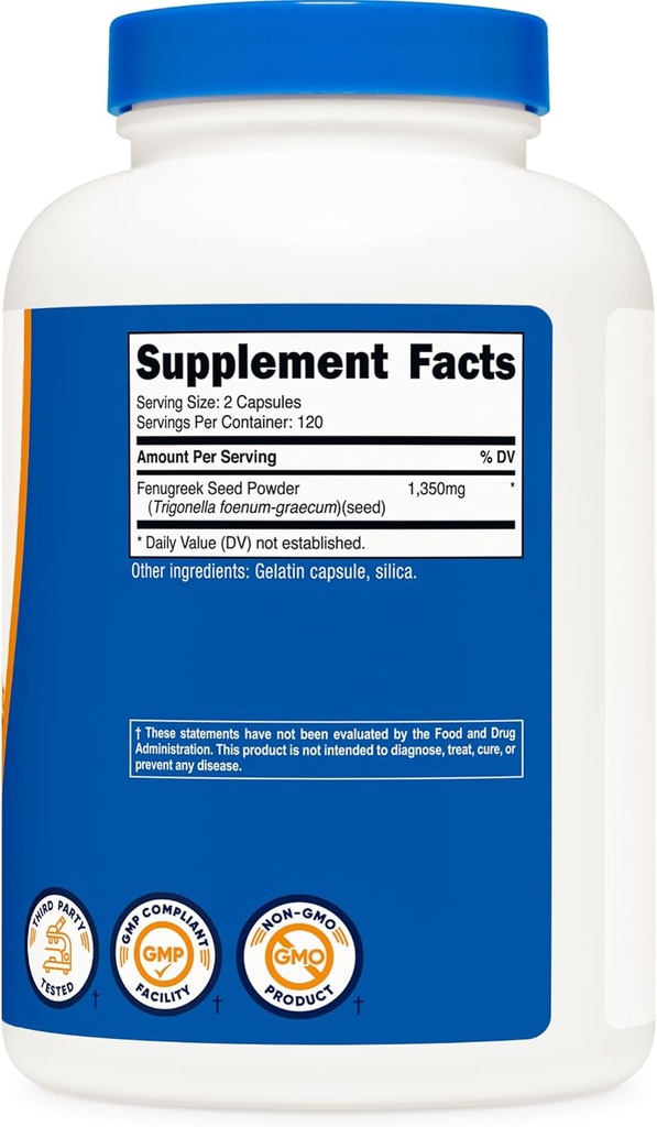 Nutricost Fenugreek Seed 1350mg, 240 Capsules - Gluten Free, Non-GMO, 675mg Per Capsule 6