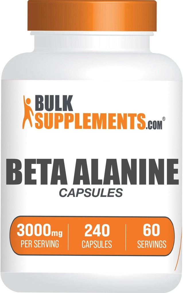 BulkSupplements.com Beta Alanine Capsules - Beta Alanine Supplement, Beta Alanine Pills, Beta Alanine 3000mg - Gluten Free, 4 Capsules per Serving, 240 Capsules (Pack of 1) 2