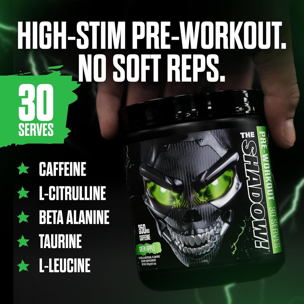 JNX SPORTS The Shadow! 350mg of Caffeine Hard Core Preworkout - Watermelon 30 Servings | Electric Energy, Mental Focus & Superhuman Strength for Men & Women 5