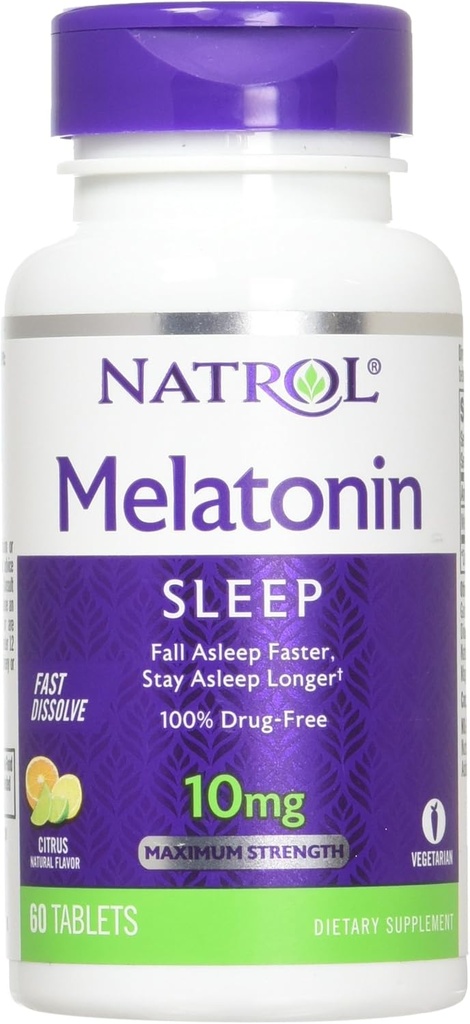 Natrol Melatonin Sleep Maximum Strength fast dissolve Strawberry flavor 10 mg 60 Tablets (Pack of 3) 4