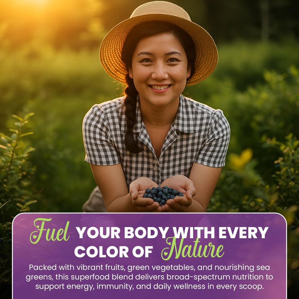 Greens+ Organic Wild Berry Superfood Powder, Antioxidant Polyphenol, Blend for Morning Kick, Energy, Vitality Boost, Nutrition, Vibrant Health, Dietary Supplement, Vegan Soy/Dairy/Gluten Free(8.46oz) 5