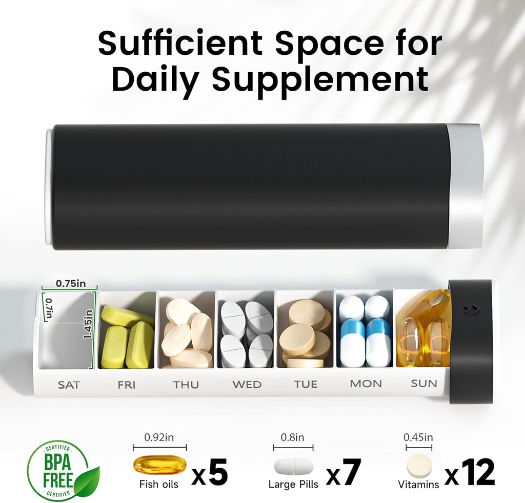 Weekly Pill Organizer 7 Day, Betife Daily Pill Box, Travel Pill Case, Cute Pill Holder to Hold Vitamins, Medicines, Supplements, Pills Organizer 4