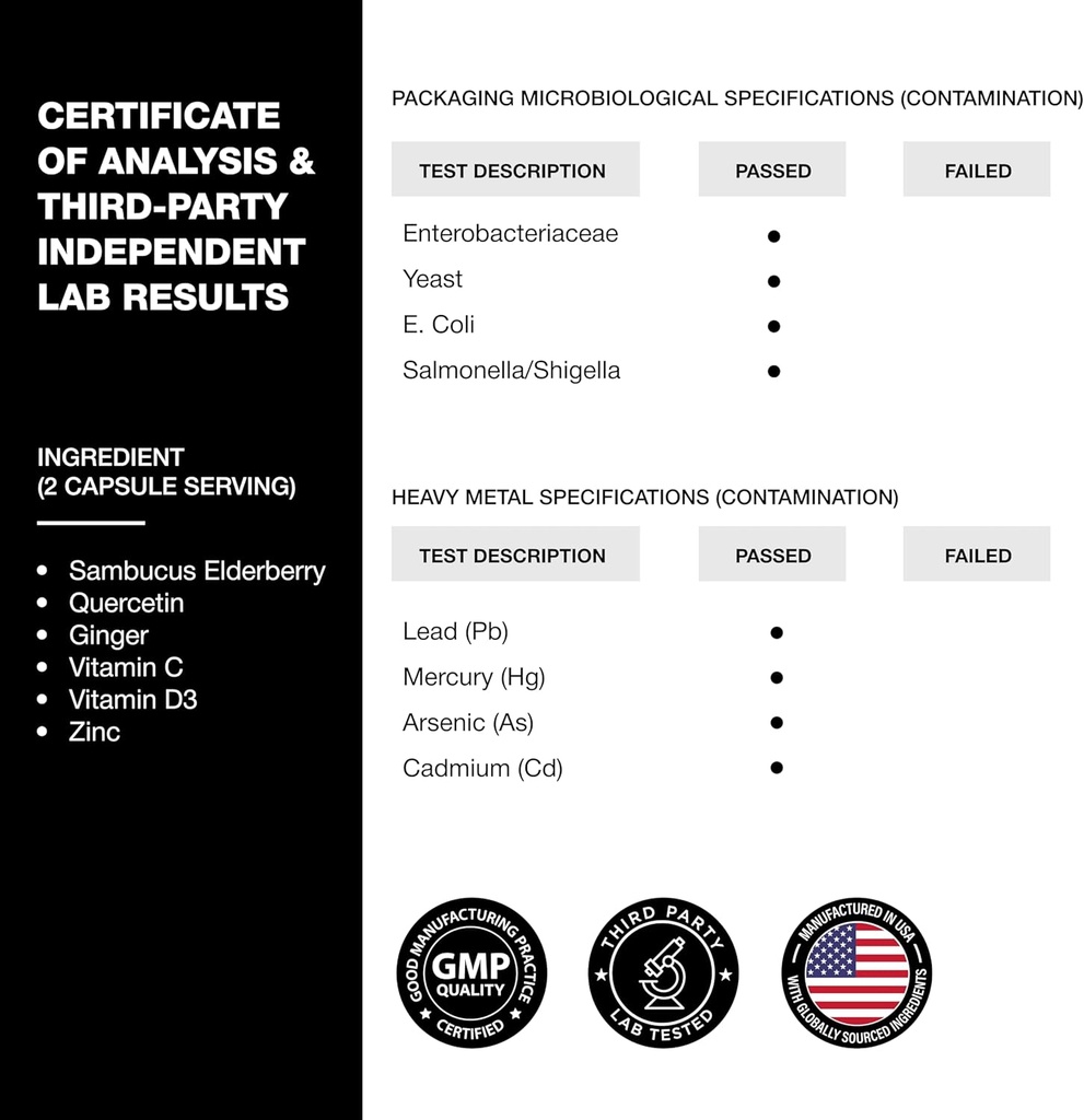 Sandhu's Elderberry Vitamin C and Zinc with Vitamin D3 & Quercetin | Supplement Capsules for Men & Women | Supports Immune Health | 120 Count (Pack of 3) 4