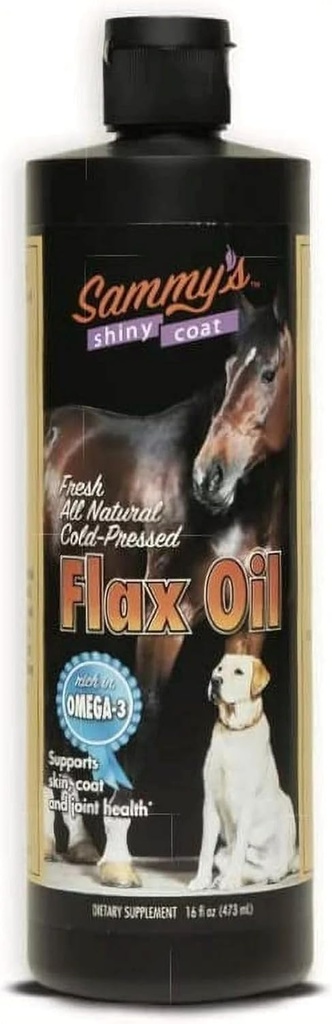 Sammy’s™ Shiny Coat Flaxseed Oil - 100% Pure, Natural Flax Oil, Cold-Pressed, Excellent Source of Omega-3 for Your Furry Friend, for Healthier Skin and Coat of Your Dogs, Cats, Other Pets - 32 Oz 3
