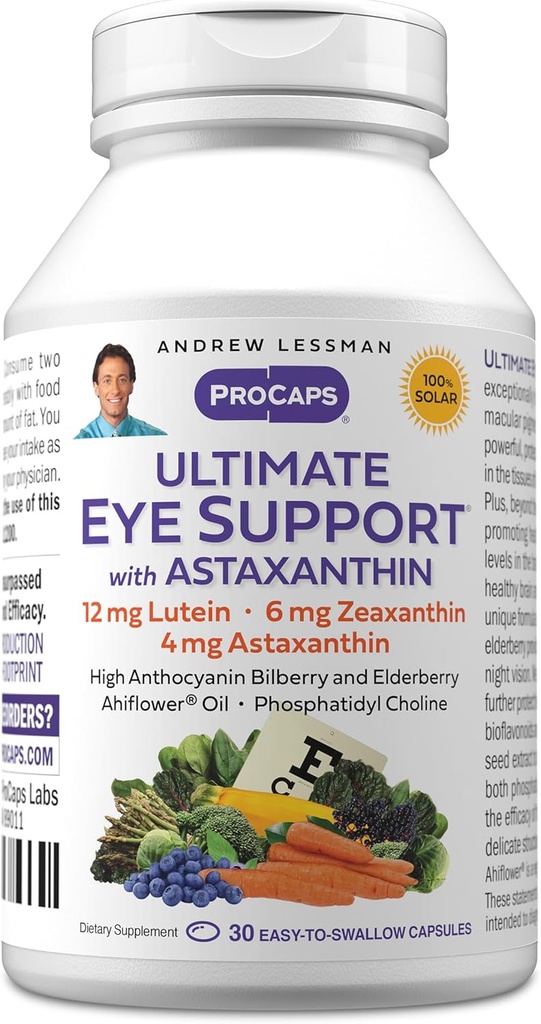 ANDREW LESSMAN Ultimate Eye Support with Astaxanthin 30 Softgels - 12mg Lutein, 6mg Zeaxanthin, 4mg Astaxanthin, Bilberry. Key Nutrients to Support Eye Health, Promote Healthy Vision. No Additives 2