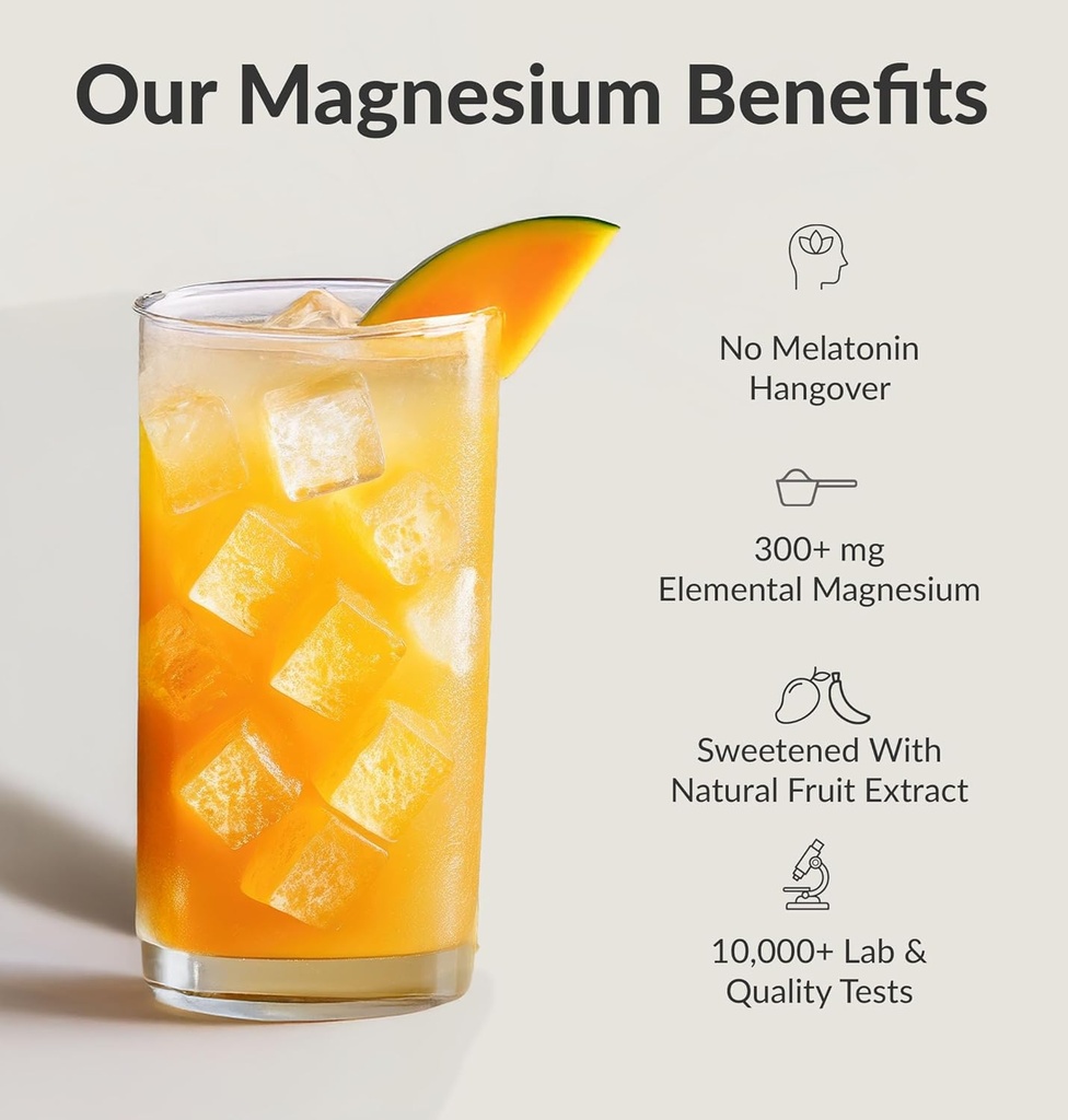 BIOptimizers Magnesium Breakthrough Drink - 8 Forms of Magnesium, Electrolytes, Sleep Health, Stress, Muscle Recovery, Heart Support | Glycinate, Citrate, Malate- Banana Mango 5