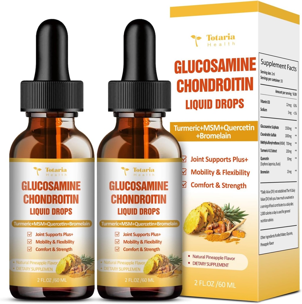 (2 Packs) Glucosamine Chondroitin MSM Support Joint Health - Chondroitin Sulfate Supplement Turmeric, Quercetin, Bromelain, MSM Oil 2