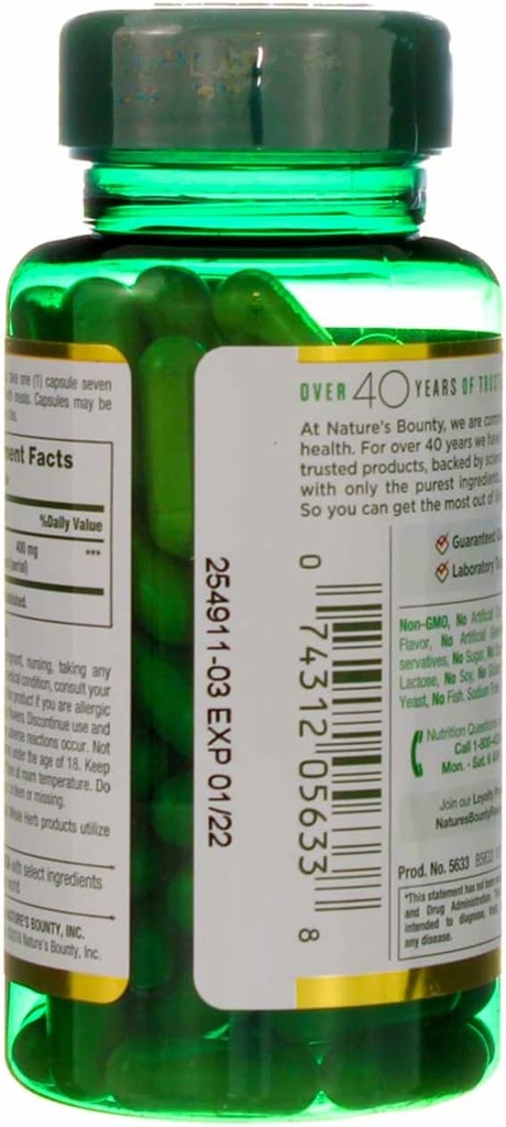 Nature's Bounty Natural Whole Herb Echinacea 400mg, 100 Capsules (Pack of 2) 4