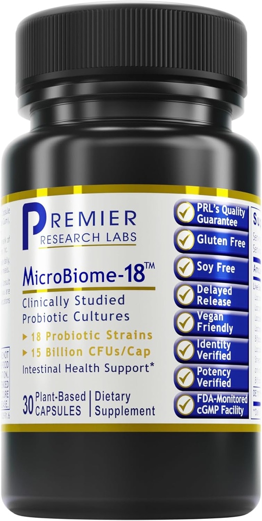 Premier Research Labs MicroBiome-18 - Probiotics for Digestive Health, Probiotics with Lactobacillus Acidophilus for Women and Men, Reuteri for Healthy Gut Microbiome - 30 Vegetarian Capsules 2