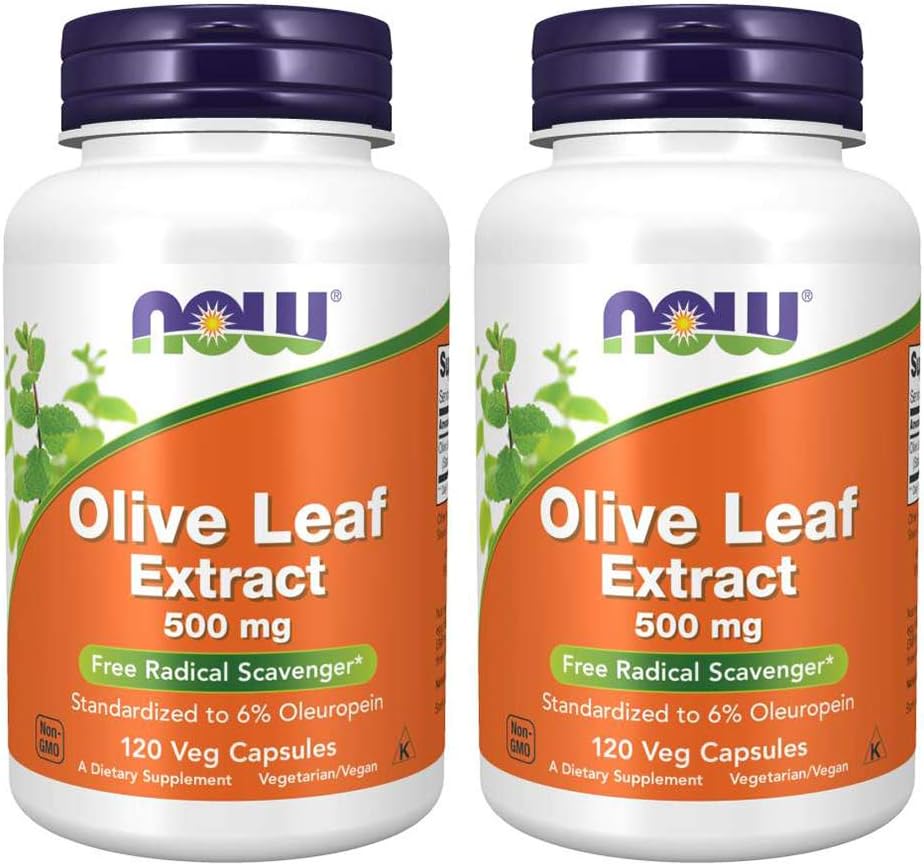 Now Foods Olive Leaf Extract 500mg Standardized to 6% Oleuropein, 120 Vcaps (2 Pack) 2
