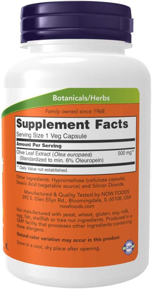 Now Foods Olive Leaf Extract 500mg Standardized to 6% Oleuropein, 120 Vcaps (2 Pack) 3