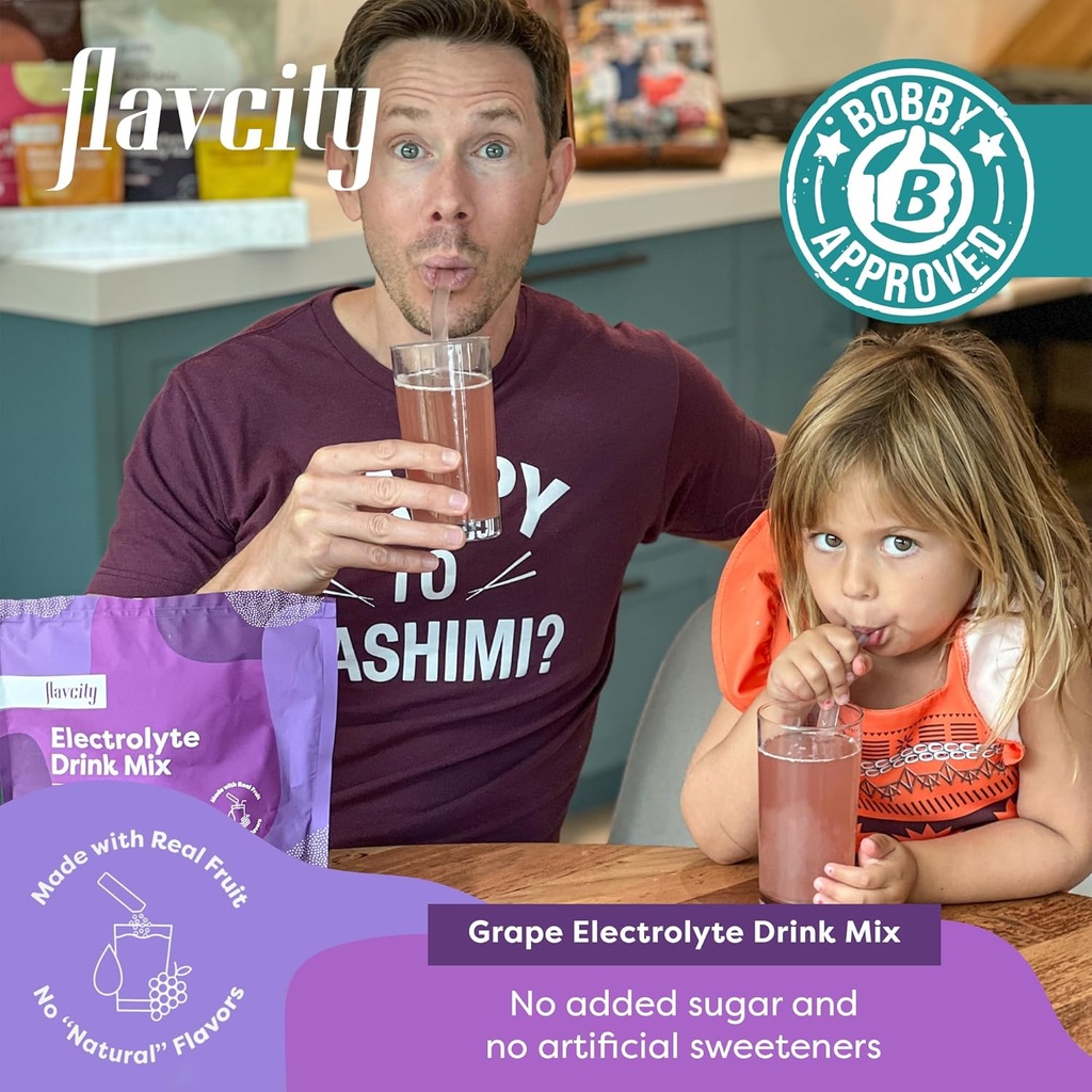 FlavCity Grape Electrolytes Drink Mix, 28 On-The-Go Stick Packs - Healthy Electrolytes Powder Packets Made with Real Fruit - Keto Powdered Drink with No Added Sugar, Gluten-Free 4