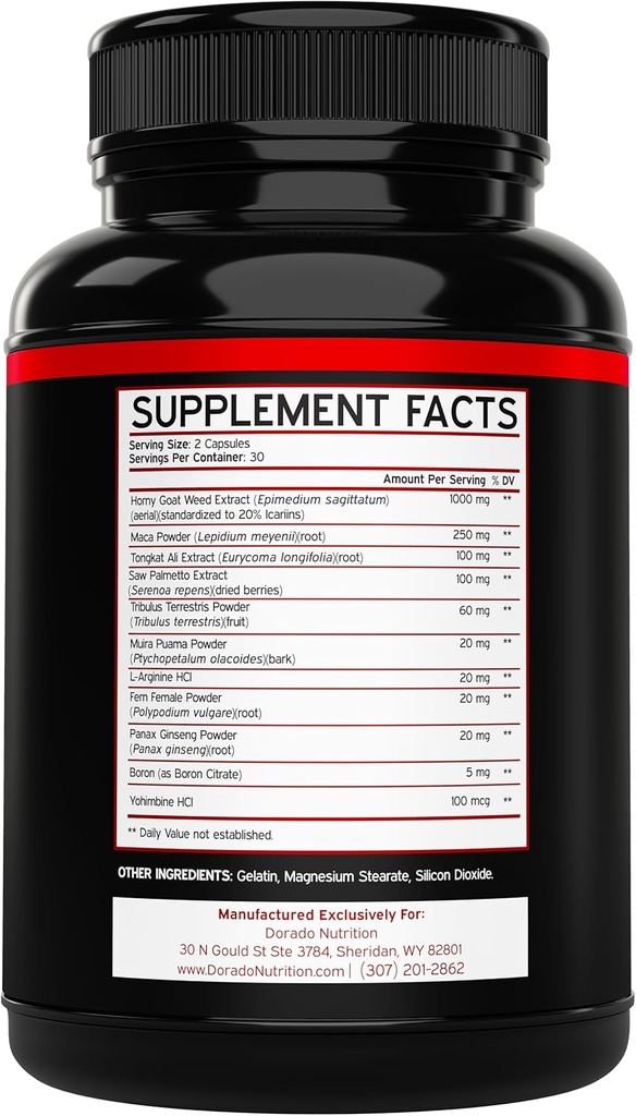 Horny Goat Weed For Men and Women - [20% Icariins Max Strength] - Stamina, Endurance, Circulation, Joint & Back Support - Maca Root, Ginseng, Yohimbine, Tribulus, L-Arginine - USA Made - 60 Count 4