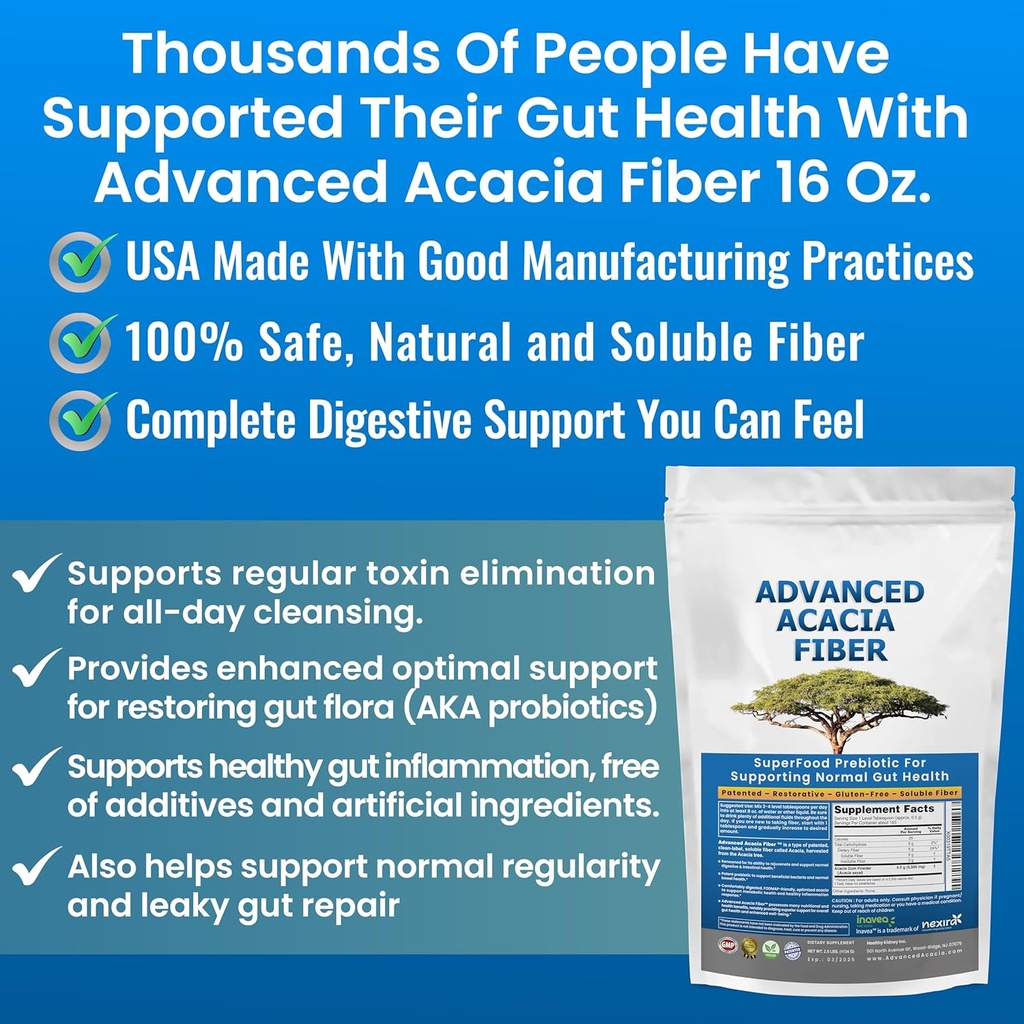 Organic Acacia Fiber Powder Prebiotic Soluble Fiber Powder Perfect Bathroom Trips, Digestion, IBS Relief, Leaky Gut Repair 24oz w/Scooper 5