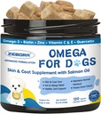 Omega 3 for Dogs with Salmon Oil, Fish Oil for Dogs Skin and Coat Supplement, Dog Allergy Relief, Hot Spot Treatment, Anti Shedding, Hip & Joint Support with EPA & DHA, Biotin, Vitamin E 2