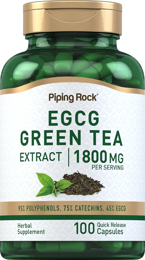 Piping Rock EGCG Green Tea Extract 1800 mg | 100 Capsules | Standardized Supplement | Non-GMO, Gluten Free 2
