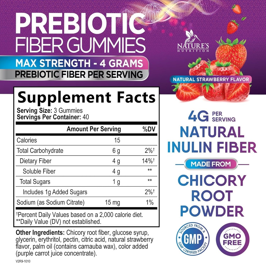 Fiber Gummies for Adults, Daily 4g Gummy Fiber Supplement, Prebiotic Gummy Digestive Health Support - Plant Based Soluble Fiber Chews, Prebiotics Supports Regularity & Digestion Non-GMO - 120 Gummies 3