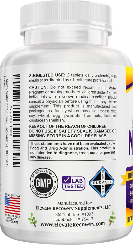3-Month Multimineral Supplement (Iron Free) Natural Multiminerals | High-Potency Multi Mineral Supplements (15-in-1) Blended Minerals Formula | Mineral Complex | 90-Day Bulk Supply | 180 Tablets 4