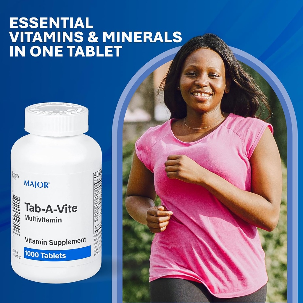 MAJOR Tab-A-Vite Multivitamin Tablets - Gluten-Free Multivitamin for Adults, Supports Overall Health, Multimineral Supplement, 1000 Count 5