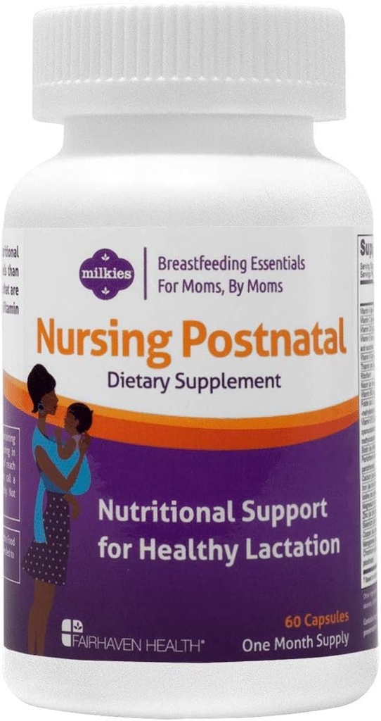 Milkies Fairhaven Health Nursing Postnatal Vegetarian Supplement for Breastfeeding Women with Vitamin D and B, Nutritious Breast Milk Multivitamin - Gluten and Dairy Free - 1 Month Supply 2