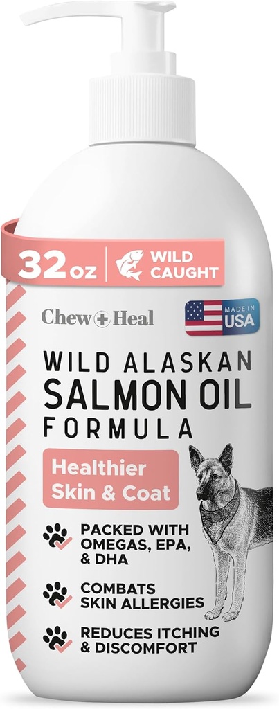 Wild Alaskan Salmon Fish Oil for Dogs - 32 oz. of Fish Oil Formula - Pump Cap Bottle - Contains Omega-3 and 6, Vitamin D, EPA, and DHA for Healthy Skin and Coat 2