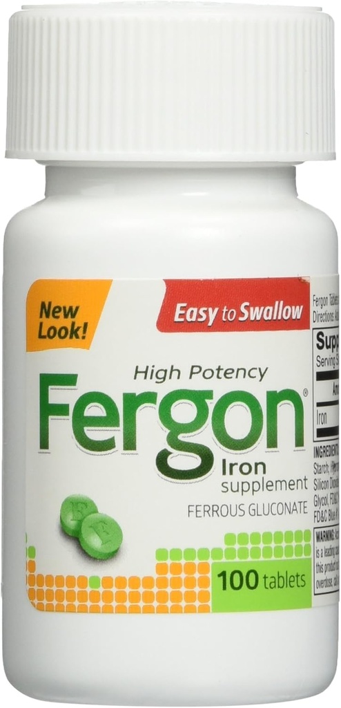 Fergon High Potency Iron Supplement Tablets, 100 Count 2