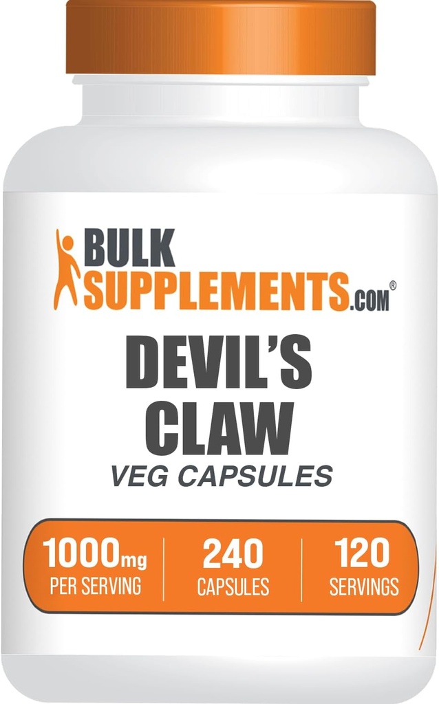 BulkSupplements.com Devil's Claw Extract Capsules - Devils Claw Herbal Supplement, Devil's Claw Capsules - Vegan & Gluten Free, 2 Capsules per Serving, 240 Veg Capsules (Pack of 1) 2