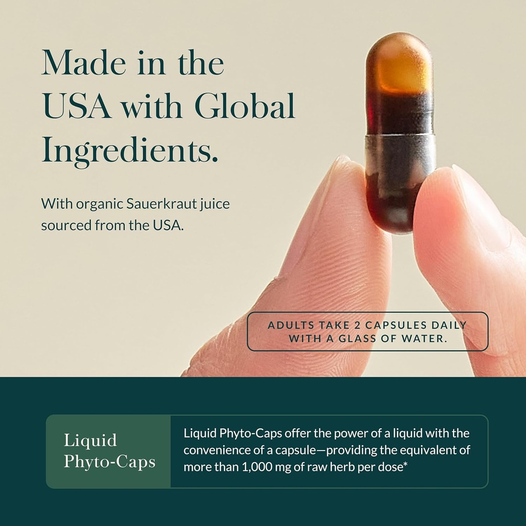 Gaia Herbs Sauerkraut Postbiotic - Natural Gut Health & Immune Support Supplement - Made with Fermented Sauerkraut - Free from Dairy, Soy & Gluten - 60 Vegan Capsules (30 Servings) 5