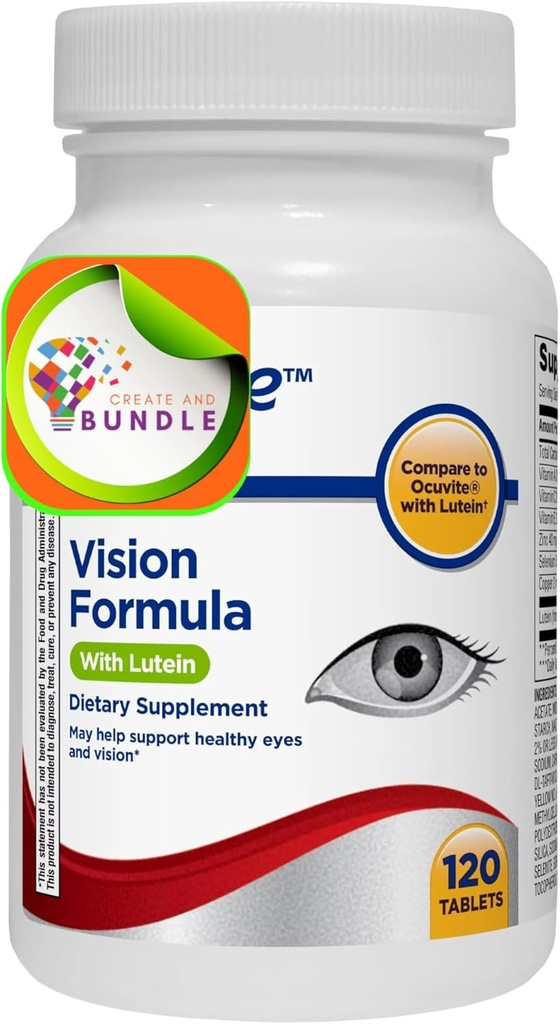 Equate Vision Formula with Lutein - Advanced Eye Health Dietary Supplement, 120 Tablets - Supports Vision Clarity, Antioxidant Protection, and Eye Wellness + Create Sticker 2