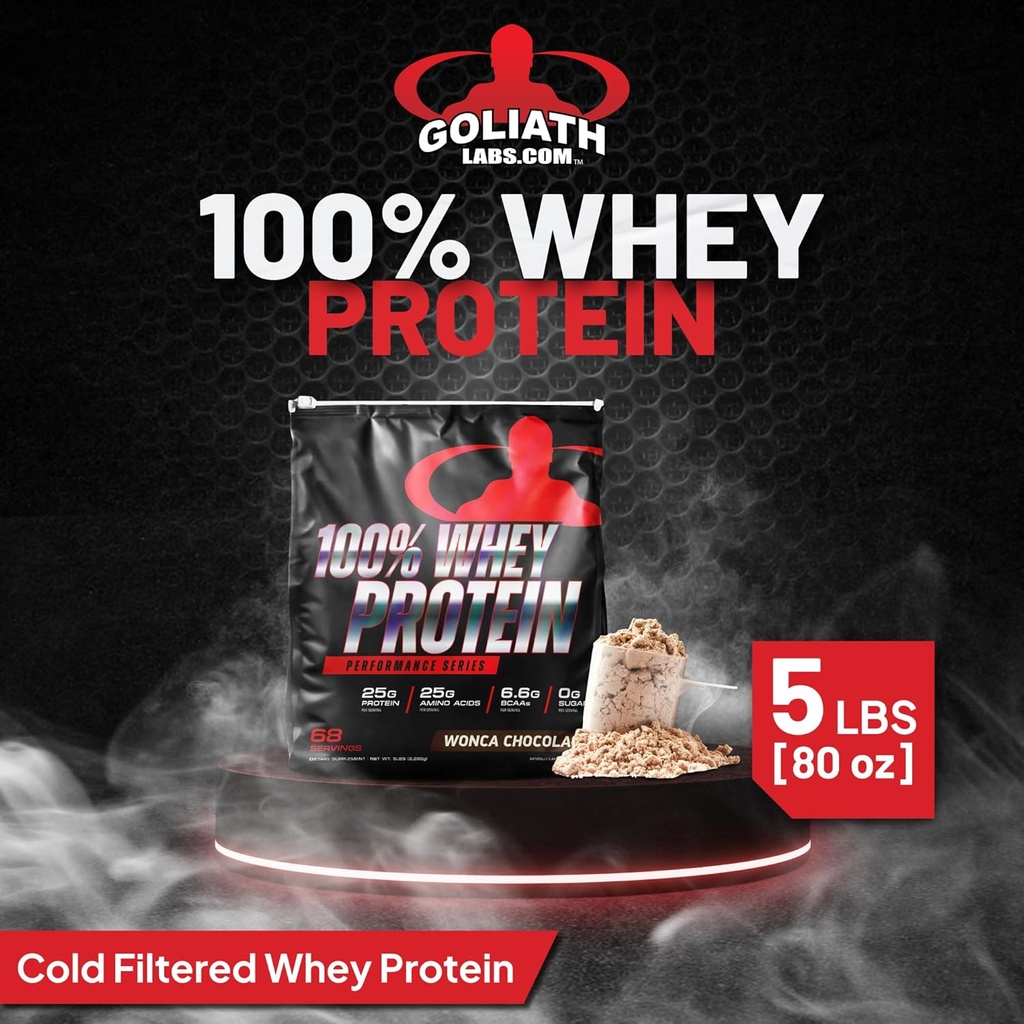 Goliath Labs 100% Whey Protein, Cold Filtered Whey Protein - Rapid Amino Acid Delivery - Natural Coco for a Rich Chocolate Flavor - Tub Weighs 5 Pounds, Contains 68 Servings 3