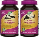 Nature's Way Alive! Hair, Skin & Nails Gummies, Advanced Beauty Formula*, with Biotin and Collagen, Strawberry Flavored, 60 Gummies (Packaging May Vary) (Pack of 2) 2