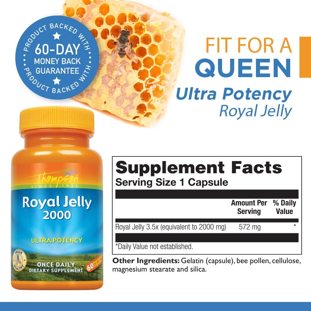 Thompson Royal Jelly, Ultra Potency, 2000 Mg, 60 Capsules 3