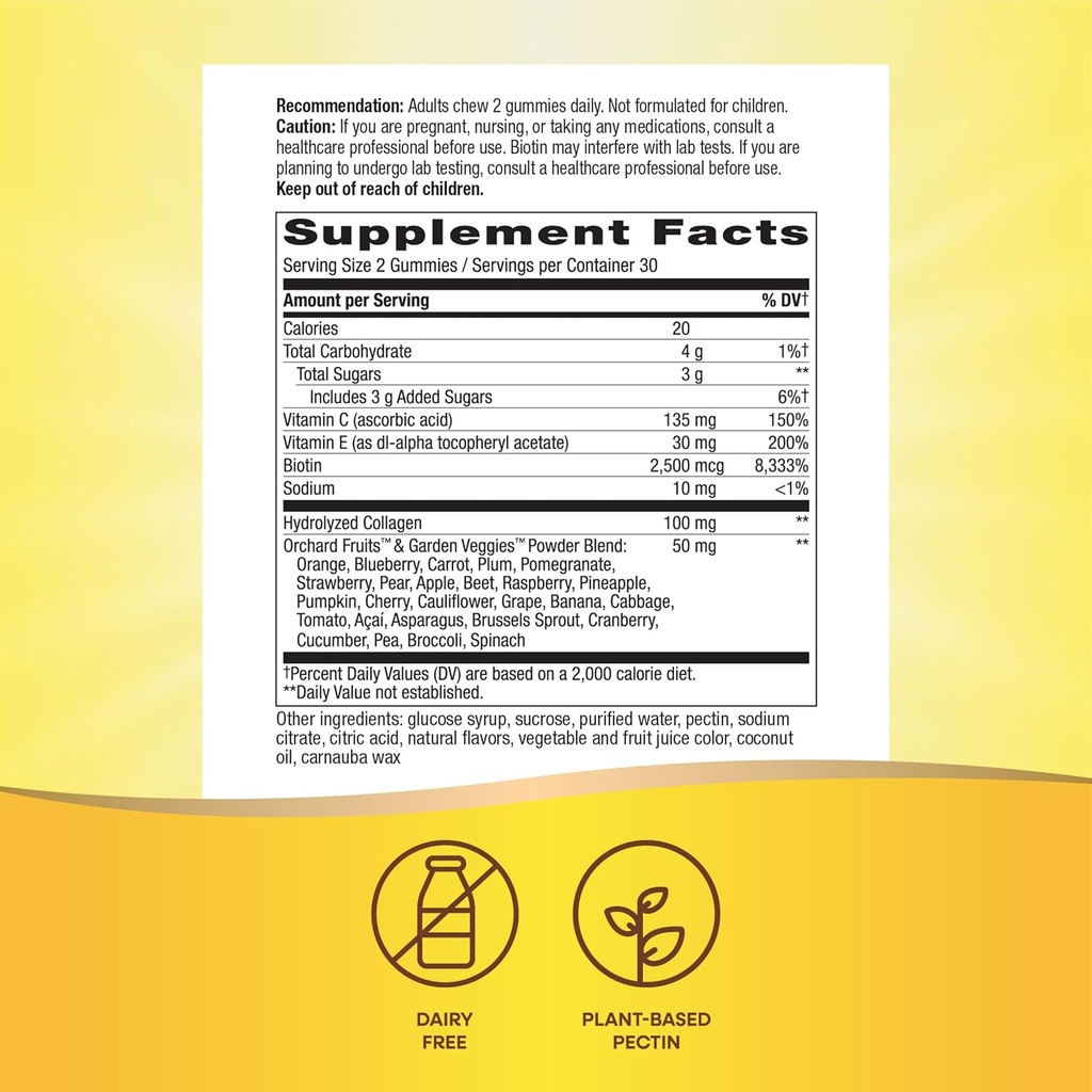 Nature's Way Alive! Hair, Skin & Nails Gummies, Advanced Beauty Formula*, with Biotin and Collagen, Strawberry Flavored, 60 Gummies (Packaging May Vary) (Pack of 2) 6