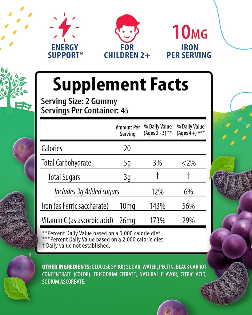 Iron Gummies for Kids & Zinc Gummies for Kids. Iron Vitamins with Vitamin C. Zinc Chewable Gummy for Immune Support - Powerful Natural Antioxidant Non-GMO Supplement for Children Men Woman Adults 3