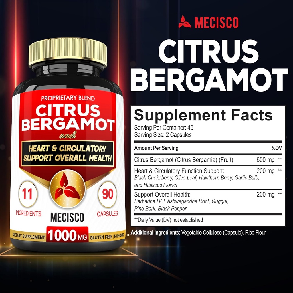 11 in 1 Citrus Bergamot Supplement 1000mg with Black Chokeberry, Berberine HCl & More - 90 Capsules - Supports Heart Health, Immune System, Energy Production 3