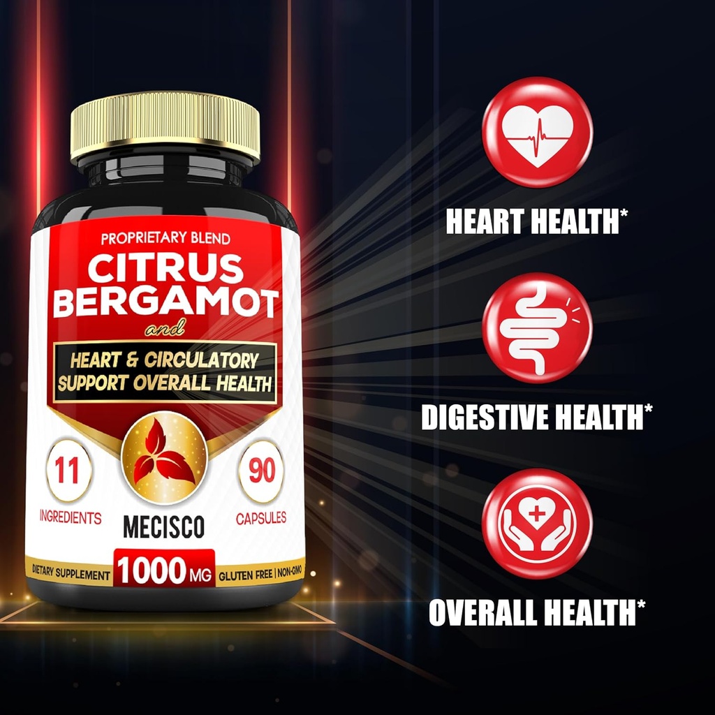 11 in 1 Citrus Bergamot Supplement 1000mg with Black Chokeberry, Berberine HCl & More - 90 Capsules - Supports Heart Health, Immune System, Energy Production 4
