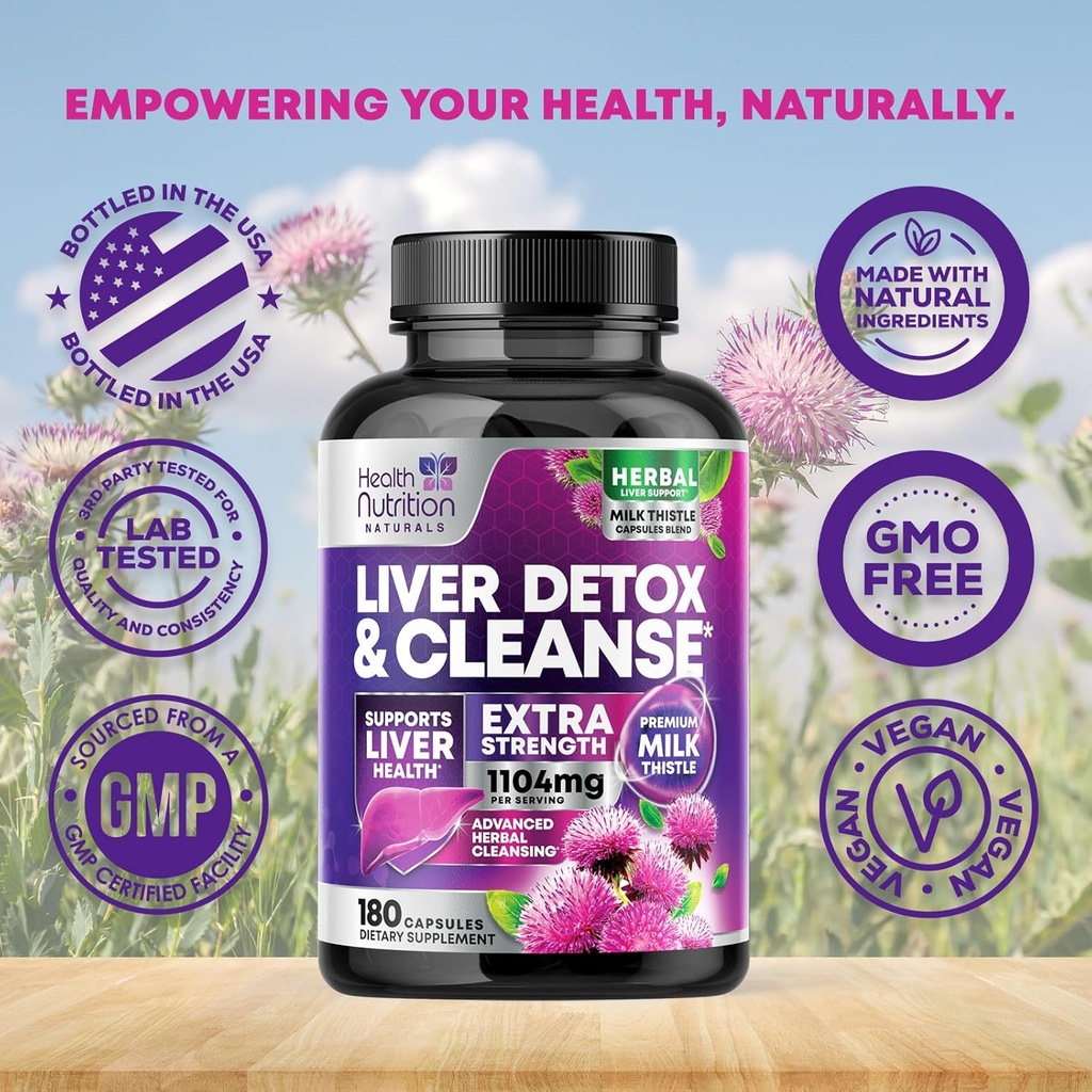 Gentle Liver Cleanse Detox & Repair Formula - Advanced Liver Support Supplement with Silymarin Milk Thistle, Dandelion Root, Artichoke Extract, Turmeric, Choline, & Beetroot - 180 Veggie Capsules 5