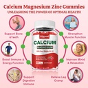 Calcium Magnesium Zinc Gummies – Calcium with Vitamin D3 & K2, Calcium Citrate Gummies for Bone, Muscle, Calm & Zzz Support –High Absorption Magnesium, Raspberry Flavored, 60 Count 4