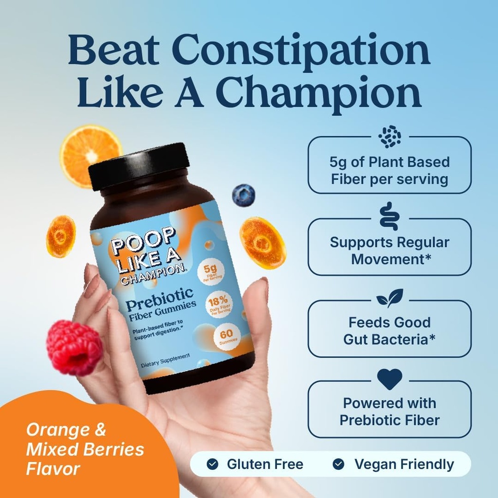 Poop Like a Champion Probiotic Gummies for Kids – USDA Organic, Vegan, Non-GMO, Gentle Digestive Health Support, 60 Gummies 3